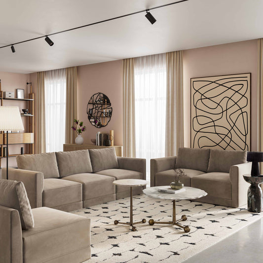 Valerio Velvet Modular Sofa Taupe