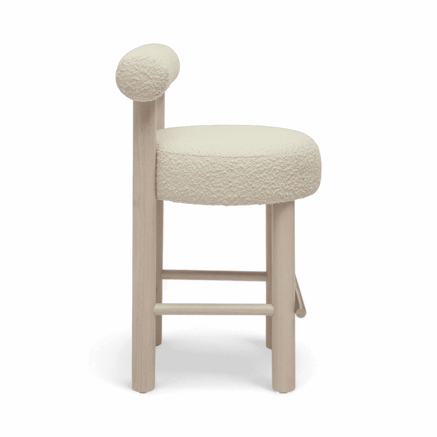 Arch Off White Boucle and Solid Wood Counter Stool