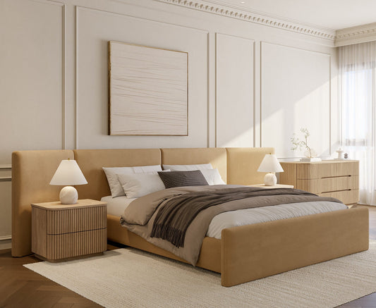 Apogee Bed Camel Velvet