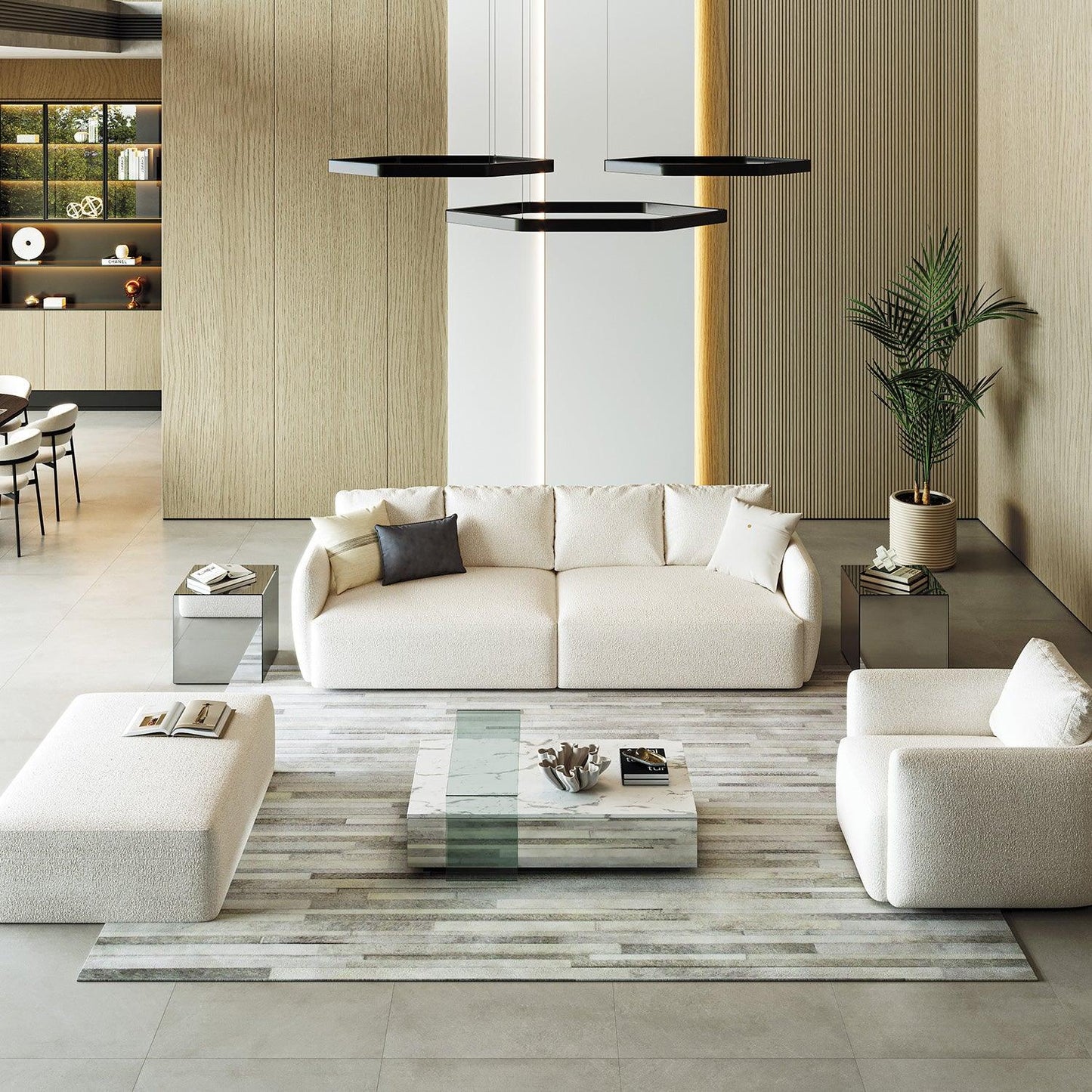 Gabriele Ottoman White Boucle