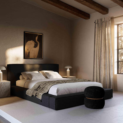 Nova Black Fabric Queen Bed