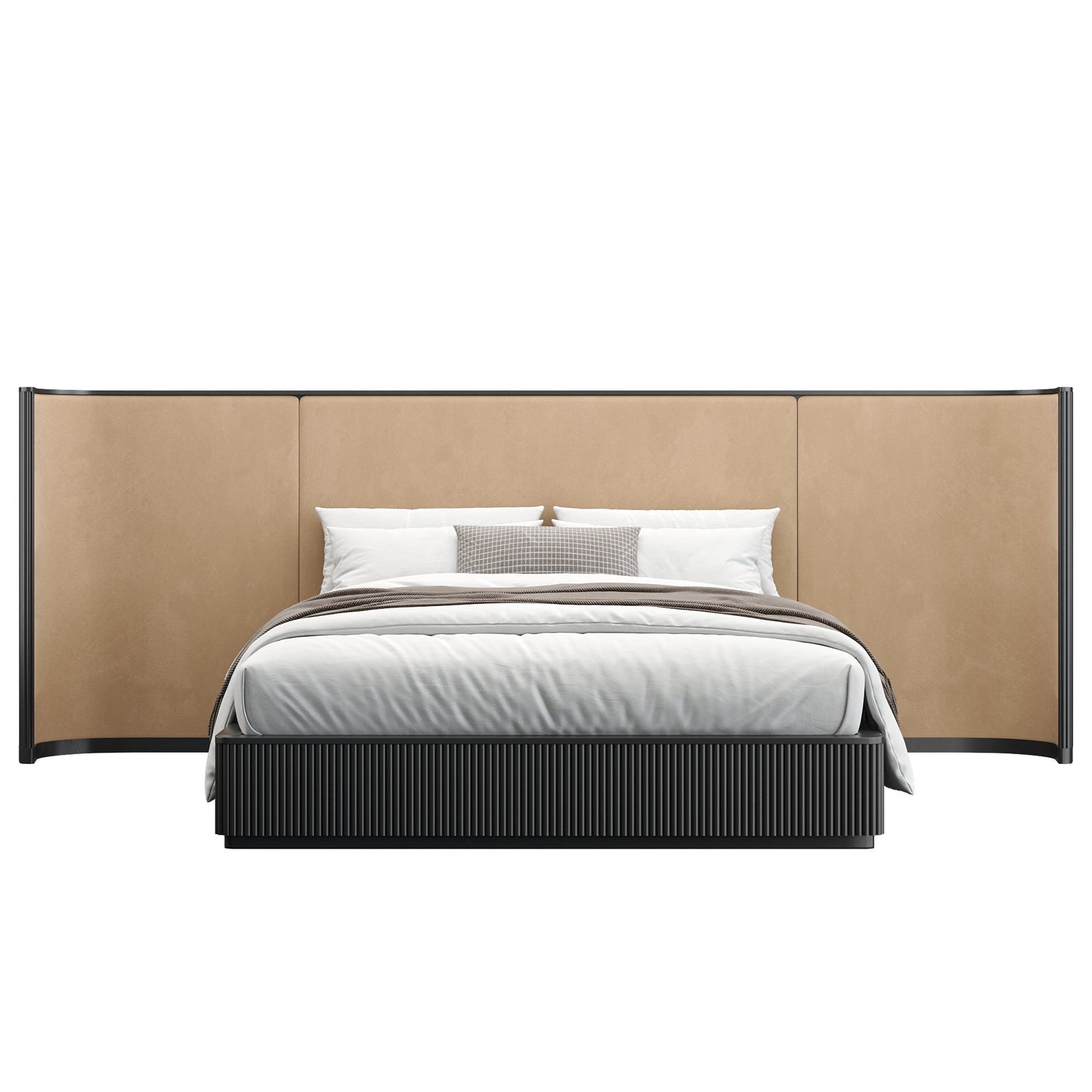 Baxter Bed Black w/ Camel Velvet Headboard