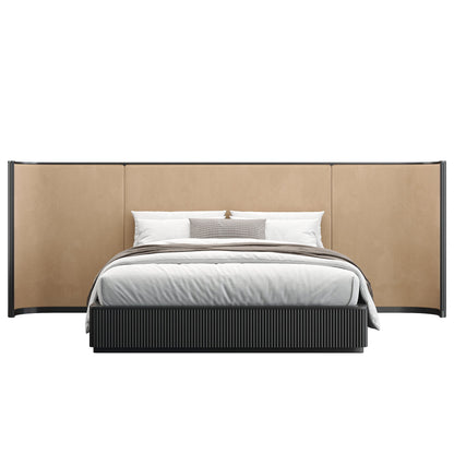 Baxter Bed Black w/ Camel Velvet Headboard