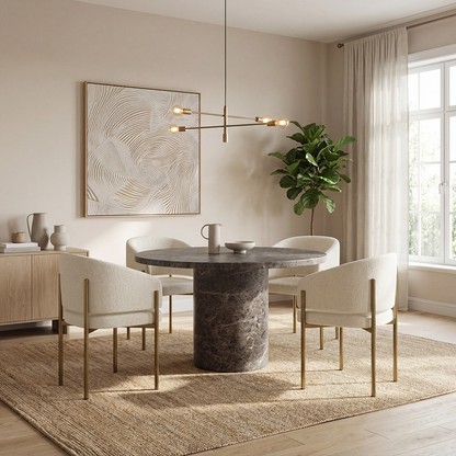 Bloom Round Dining Table Brown Marble