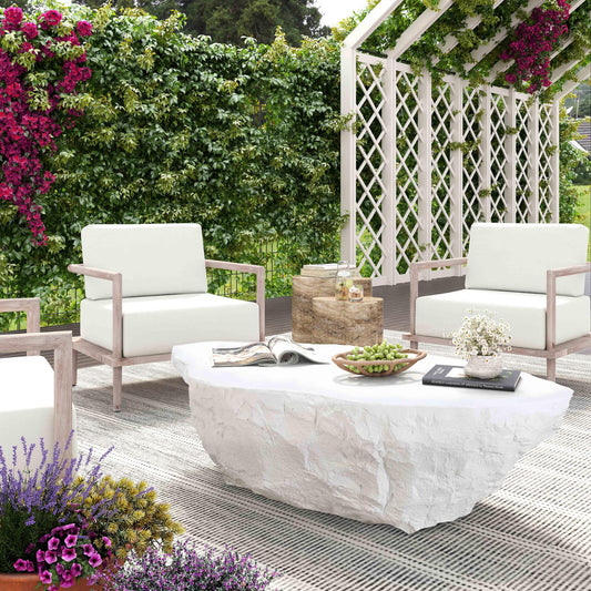 Lush White Microciment Coffee Table