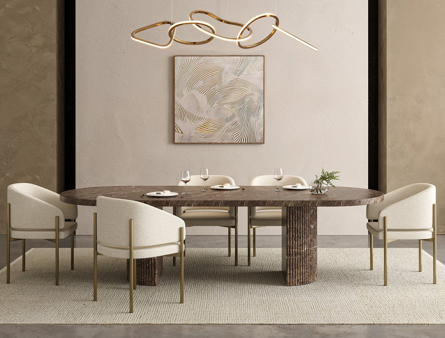Bloom Dining Table Brown Marble
