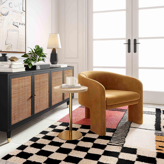 Helix Camel Velvet Accent Chair