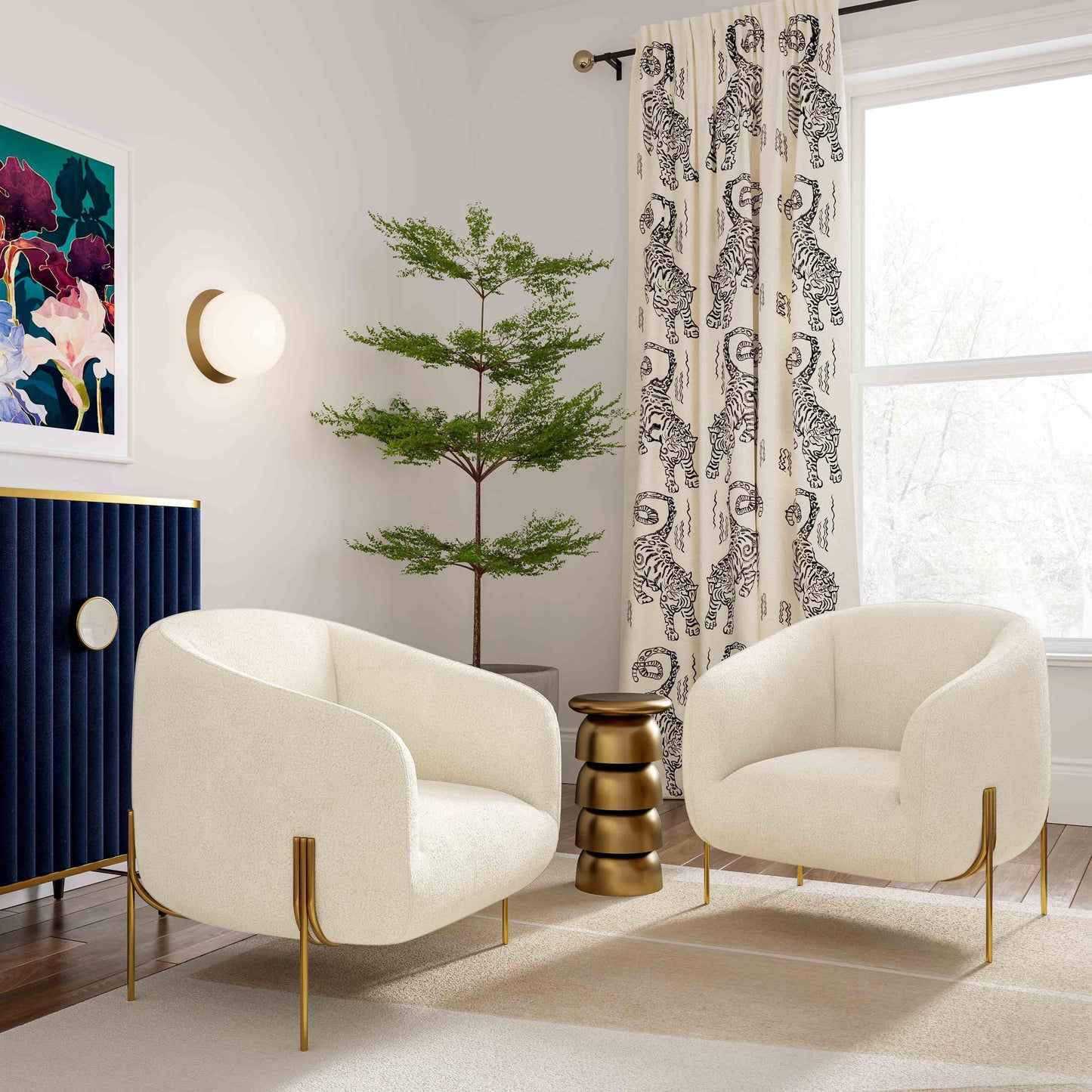 Throne Beige Shearling Accent Chair