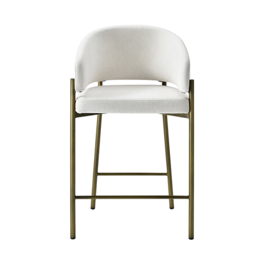 Oxford Counter Stool Off White & Brass Frame