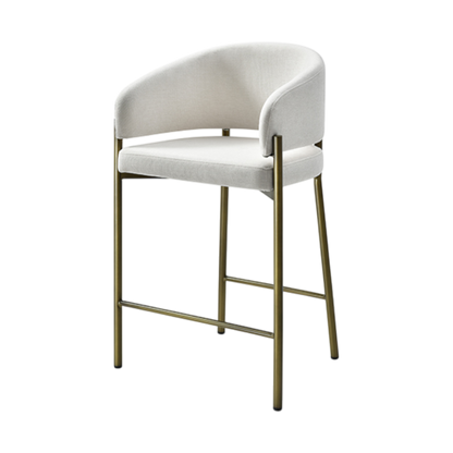 Oxford Counter Stool Off White & Brass Frame