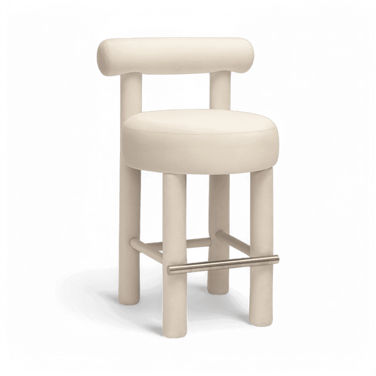 Arch Off White Velvet Counter Stool