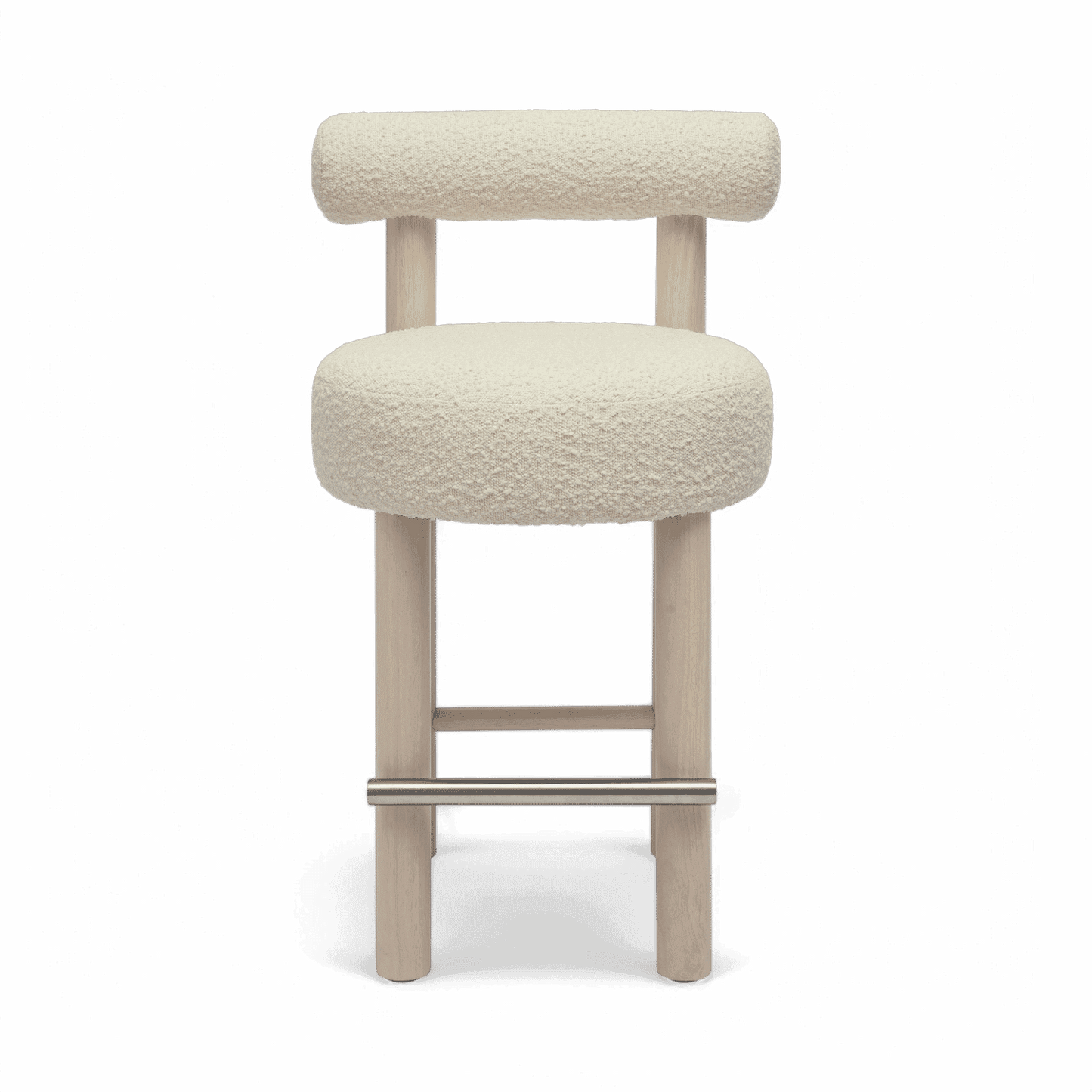 Arch Off White Boucle and Solid Wood Counter Stool