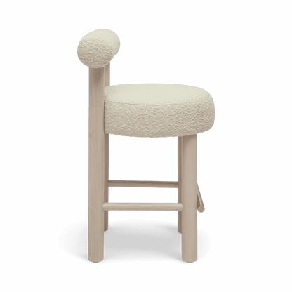 Arch Off White Boucle and Solid Wood Counter Stool