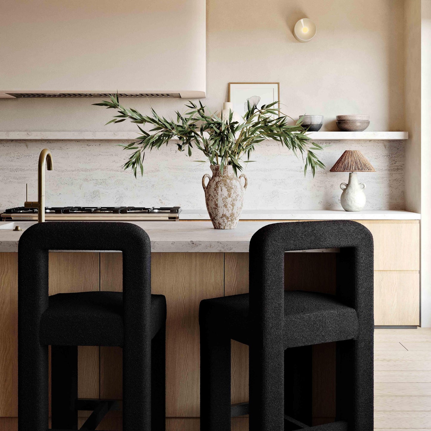 Viva Black Boucle Counter Stool