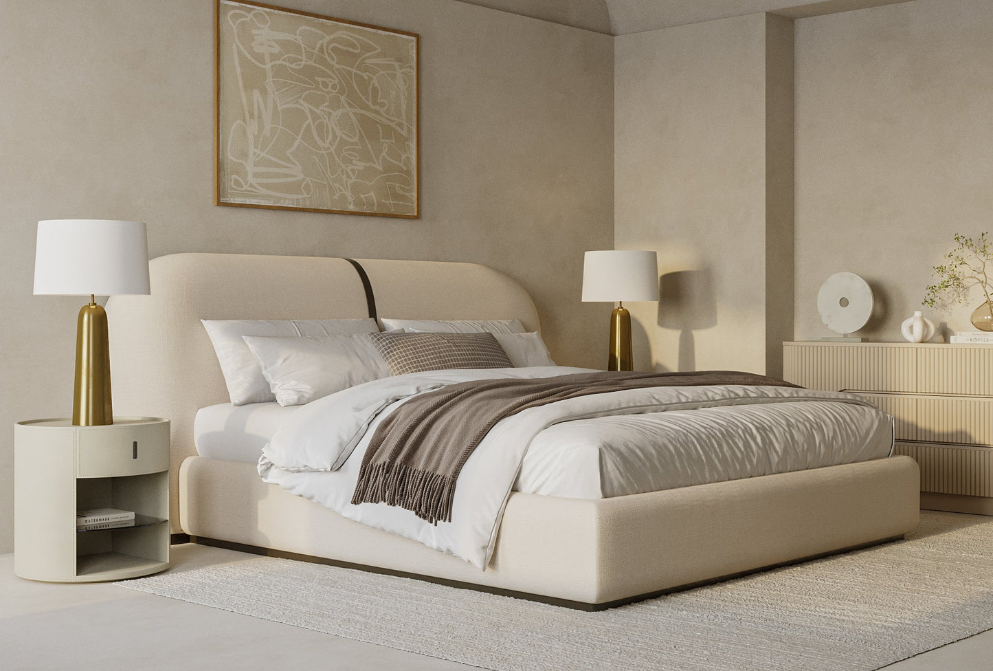 Sable Bed Off White Linen