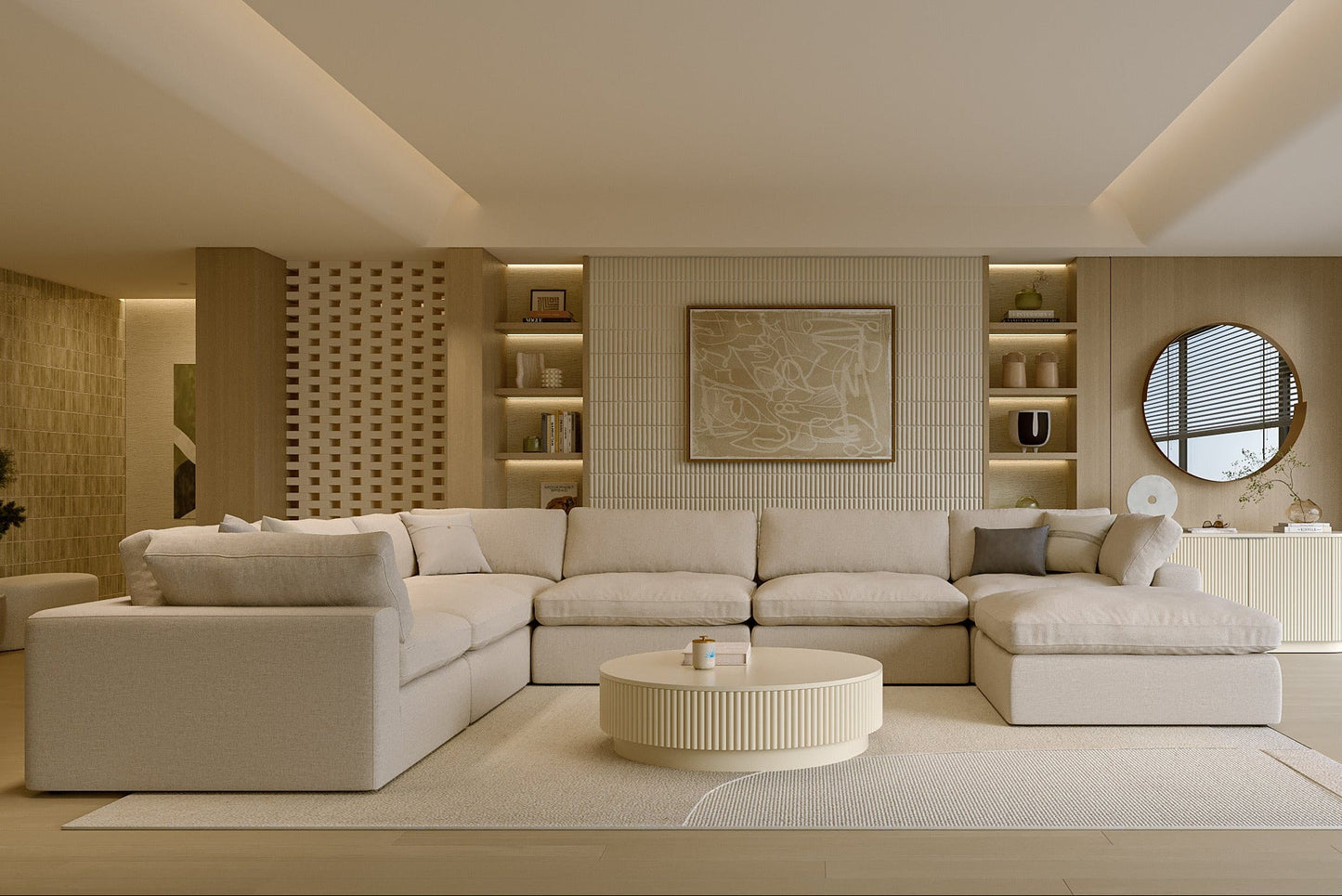 Bloom Extended Sectional Modular Sofa Beige