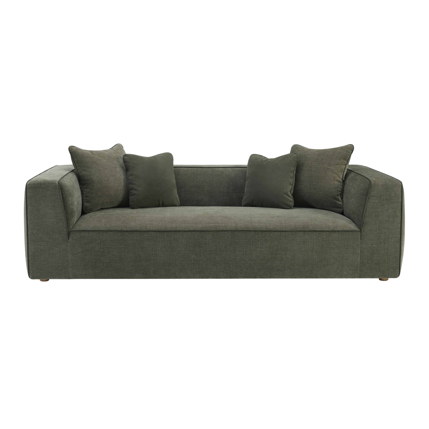 Vallora Olive Green Upcycled Basketweave Sofa