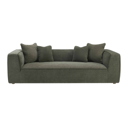Vallora Olive Green Upcycled Basketweave Sofa