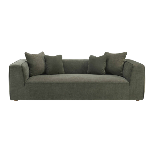 Vallora Olive Green Upcycled Basketweave Sofa