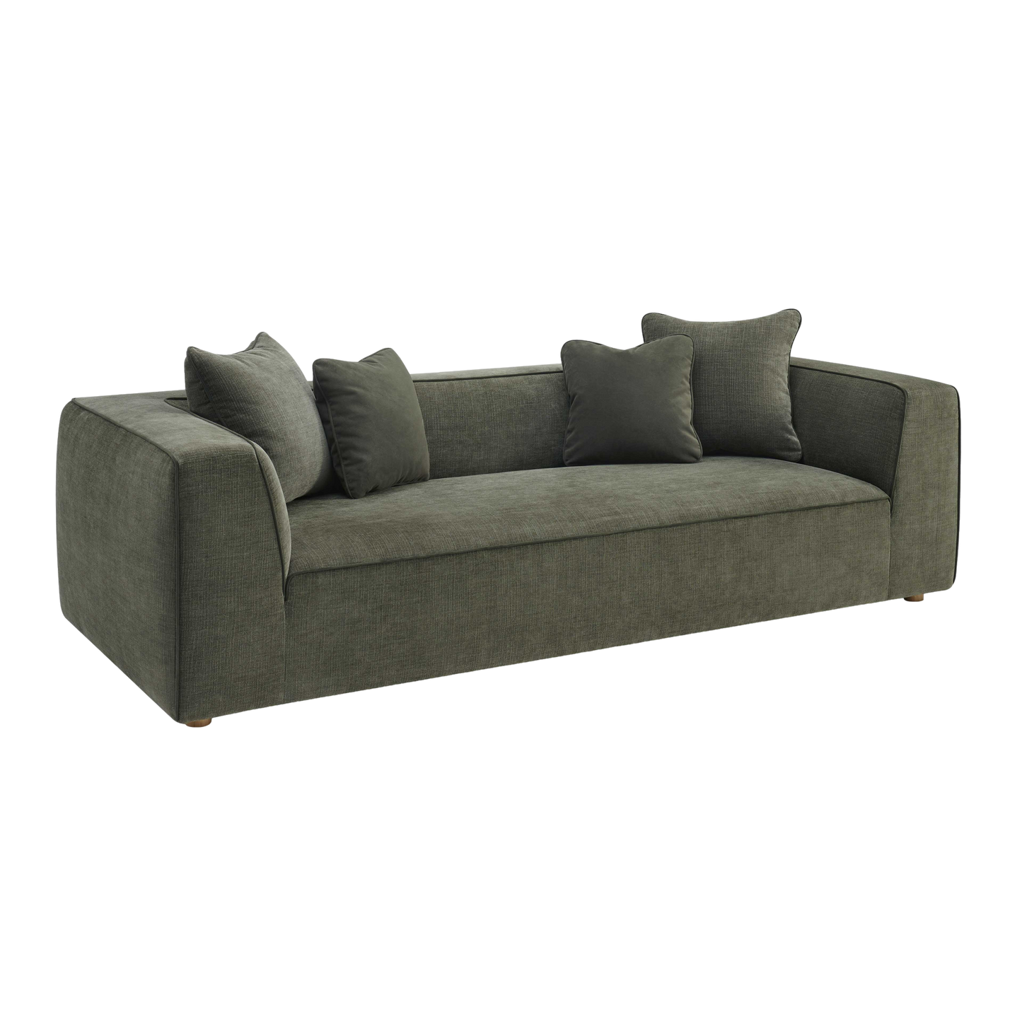 Vallora Olive Green Upcycled Basketweave Sofa