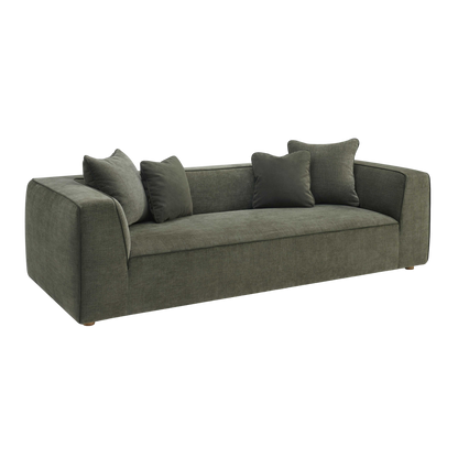 Vallora Olive Green Upcycled Basketweave Sofa