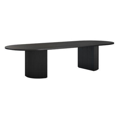 Oxford Rectangular XL Dining Table Black Wood