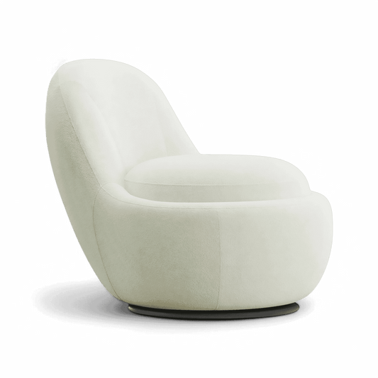 Boba Swivel Lounge Chair White Boucle