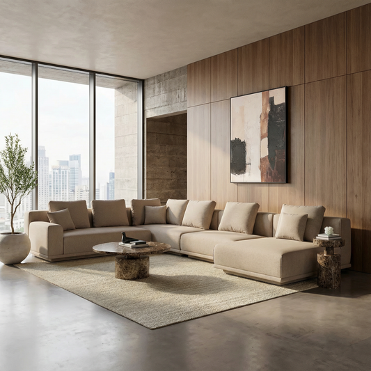 Monaco Round Coffee Table Brown Marble
