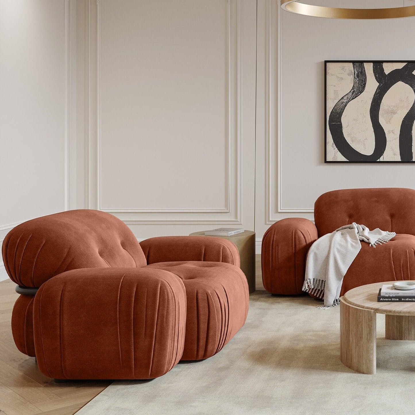 Rune Lounge Chair Terracotta Velvet