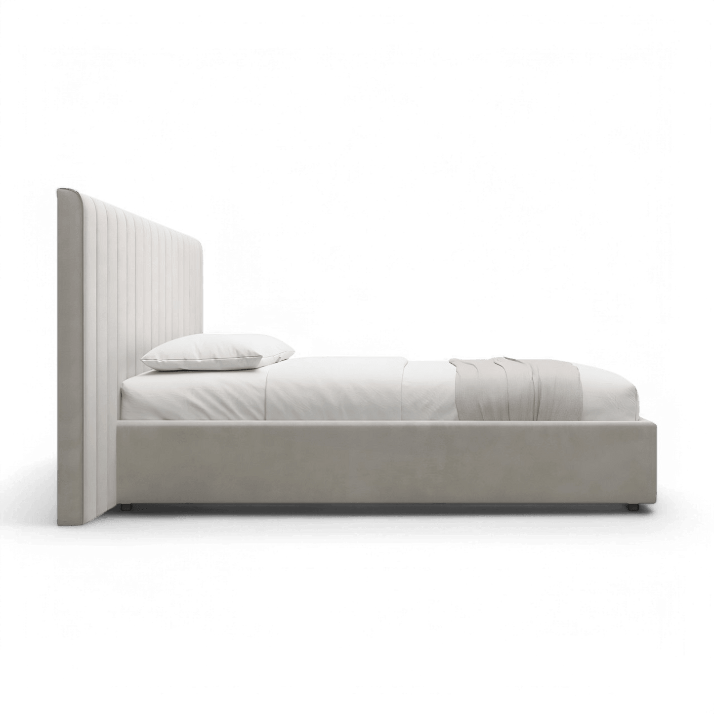 Rune King Bed Beige Velvet