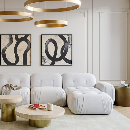 Rune Ottoman Off White Velvet