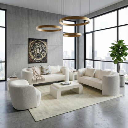 Elora 3 Seater Sofa White Boucle