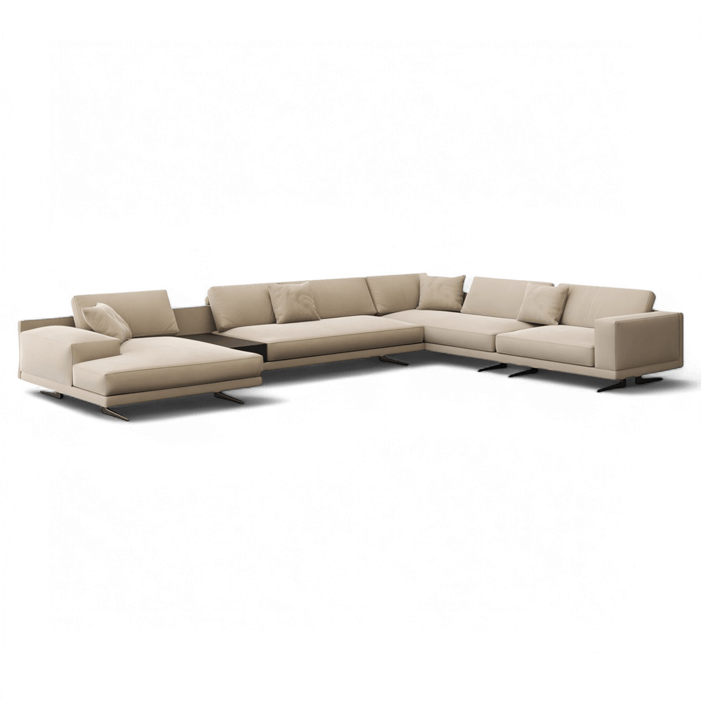 Maestro Sectional Sofa Beige Velvet