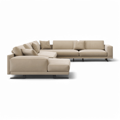 Maestro Sectional Sofa Beige Velvet