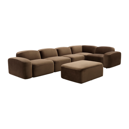 Brunello Large Modular Sofa Brown Velvet
