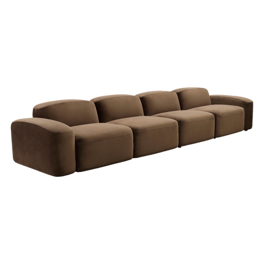 Brunello 4-Piece Sofa Brown Velvet