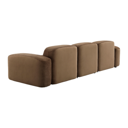 Brunello 3-Piece Sofa Brown Velvet