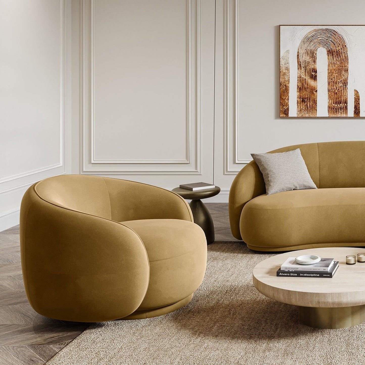 Nido Lounge Chair Camel Velvet | Modani x Kobi Karp Limited Edition