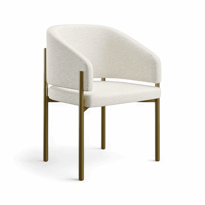 Oxford Dining Chair Off White & Brass Frame