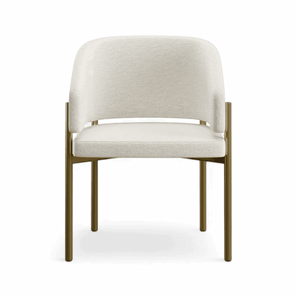 Oxford Dining Chair Off White & Brass Frame