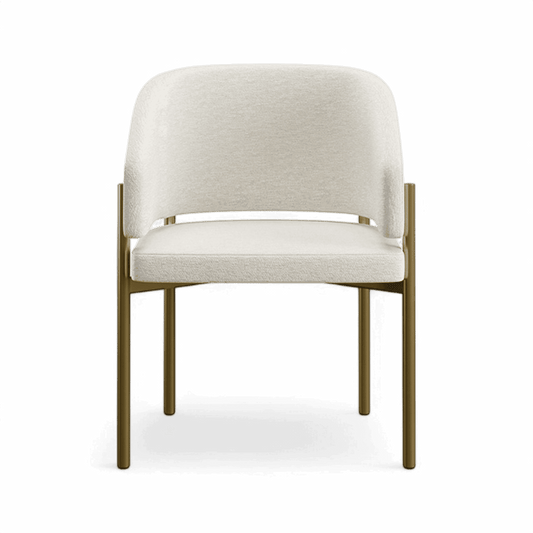 Oxford Dining Chair Off White & Brass Frame