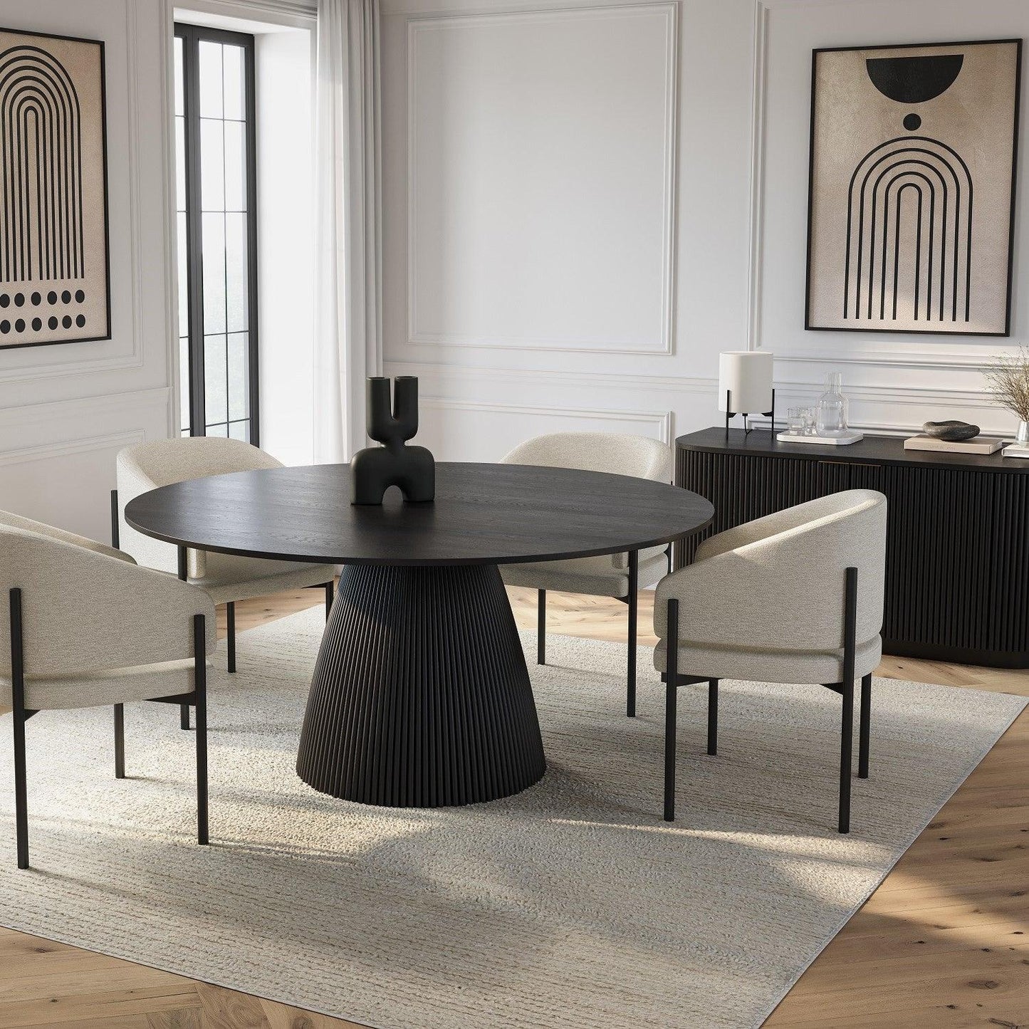 Oxford Round Dining Table Black Wood