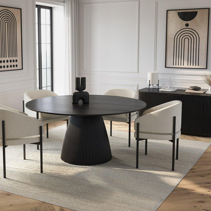 Oxford Round Dining Table Black Wood
