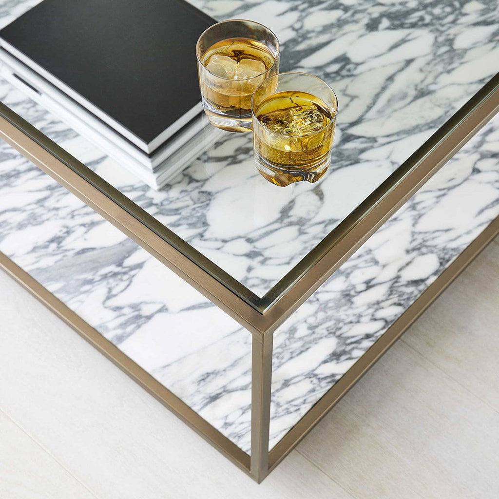 Floating Plane Cocktail Table - Marble/Brass, 2 Cartons