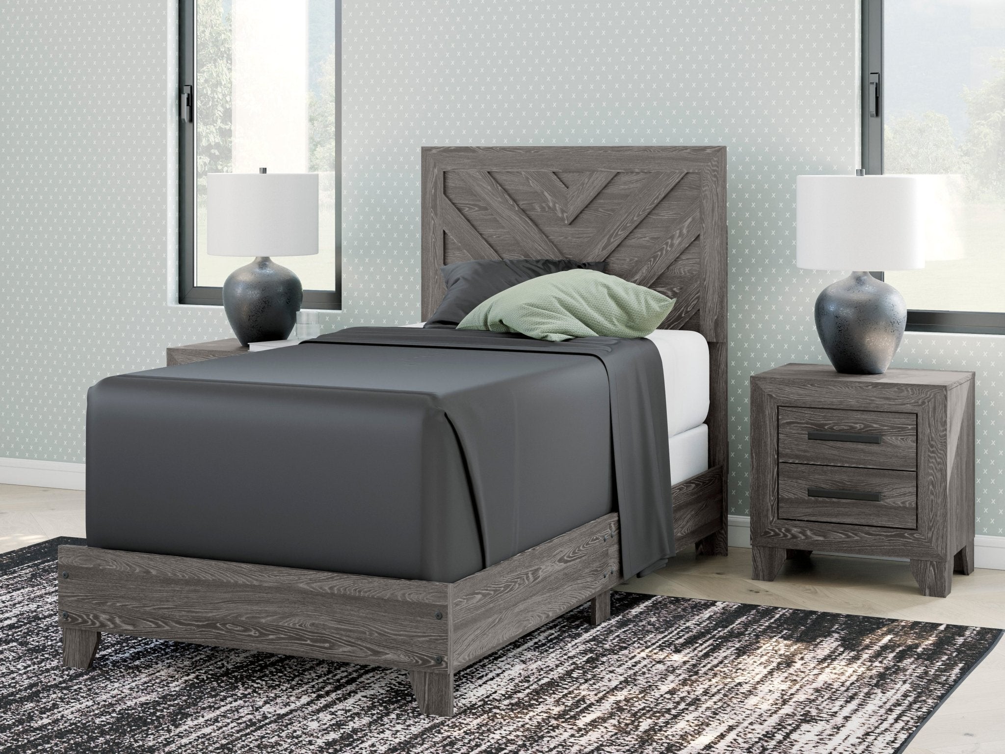 Sylveri Twin Chevron Panel Bed|B4801-TwinBed