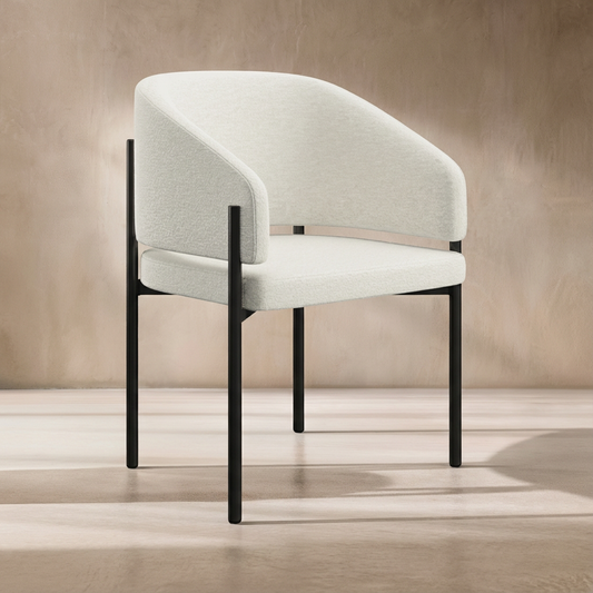 Oxford Dining Chair Off White & Black Frame