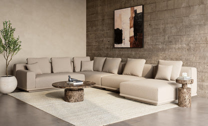 Monaco Round Side Table Brown Marble