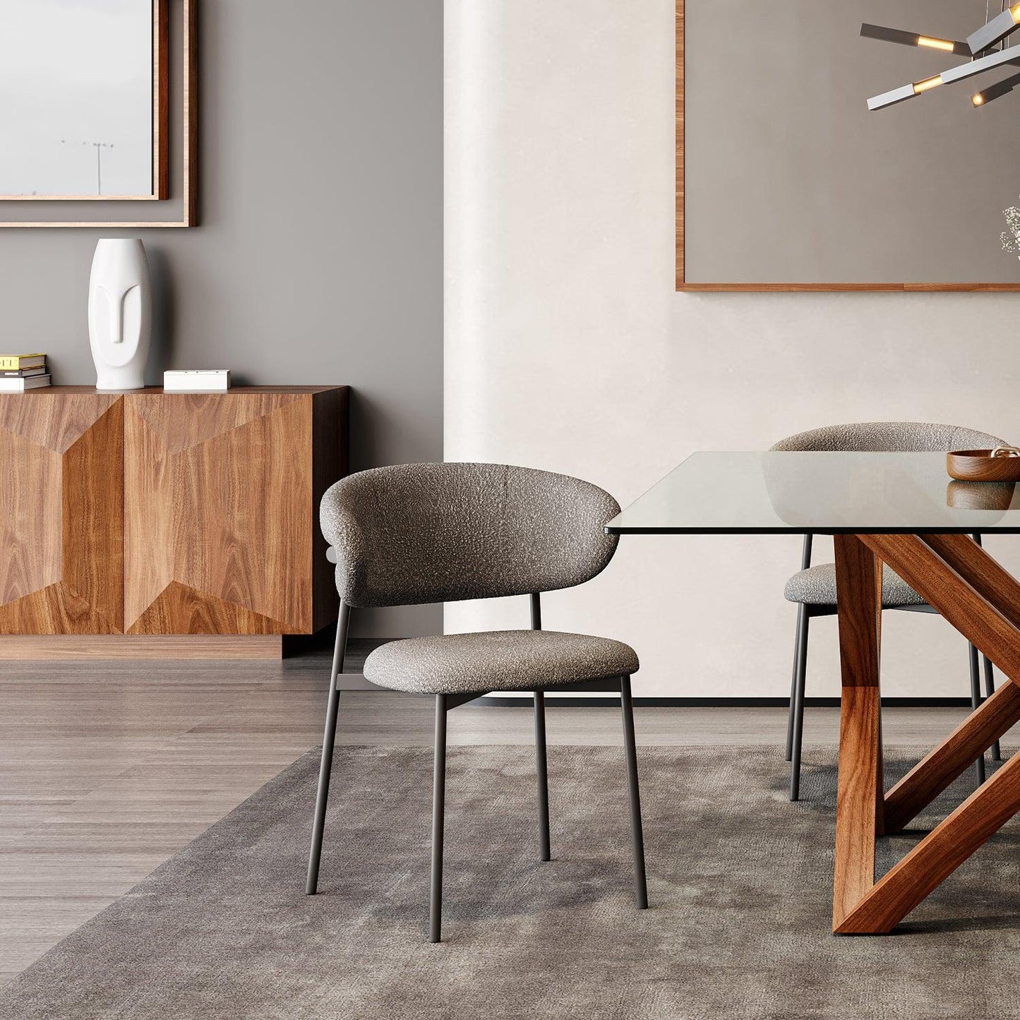 Zoya Dining Chair Gray Boucle